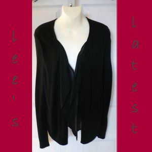 Cardigan w/ Sheer Chiffon Layer Black Small Career